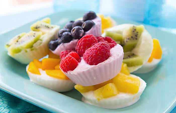 Yogur con frutas: Bocaditos helados