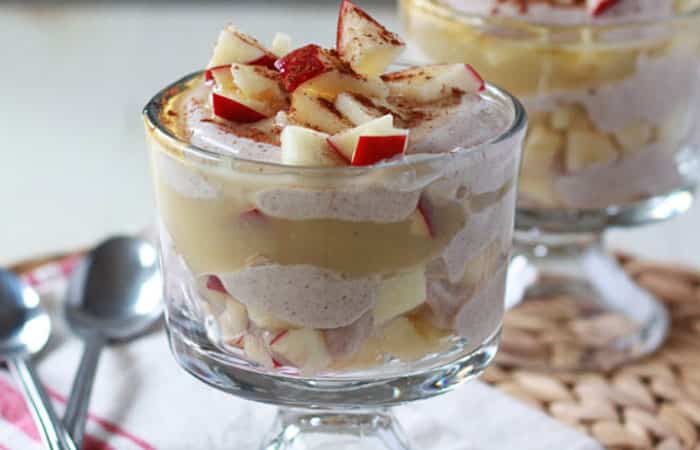 Yogur con frutas: Copa de yogur con manzana