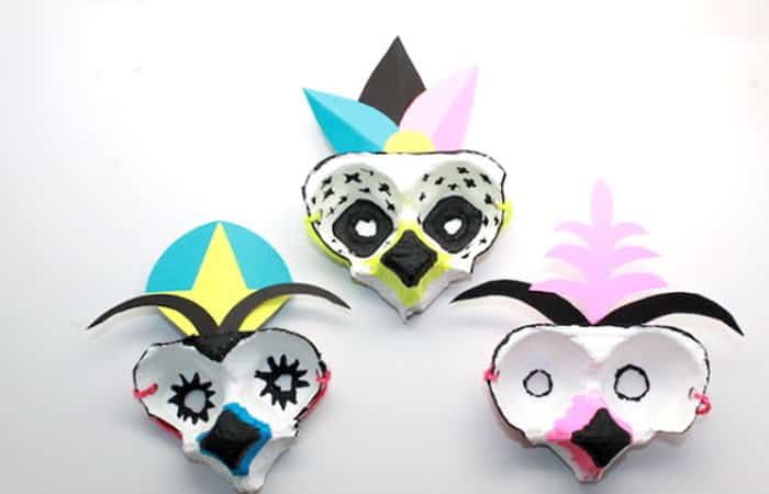 máscaras para carnaval con hueveras recicladas