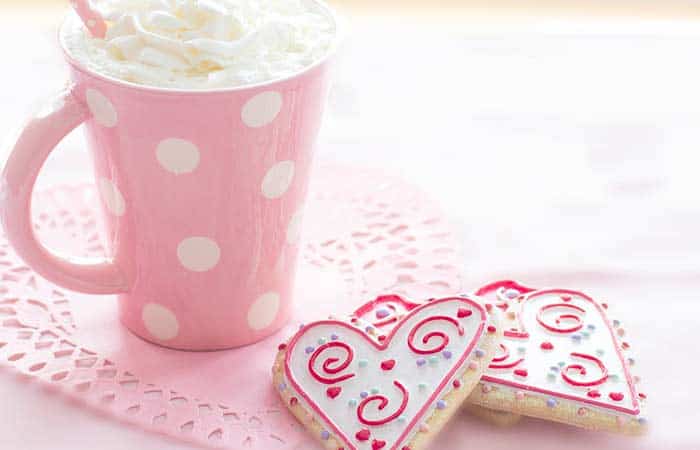 galletas de San Valentín, taza lunares