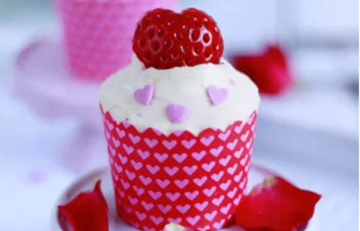 cupcakes de San Valentín, de fresa y chocolate