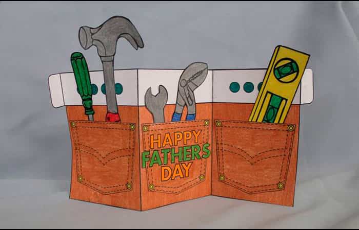tarjetas para felicitar el Día del Padre: cinturón de herramientas