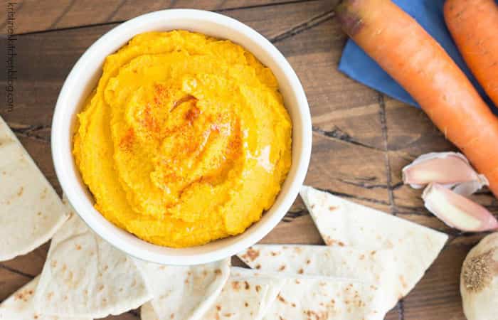 Menú sin gluten para niños: Hummus con zanahorias asadas