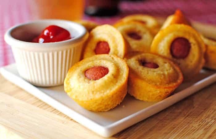 Recetas de muffins salados: Mini muffins de perritos calientes