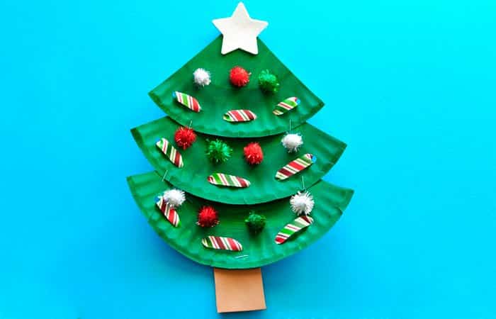Manualidades de navidad con platos de cartón, árbol de navidad
