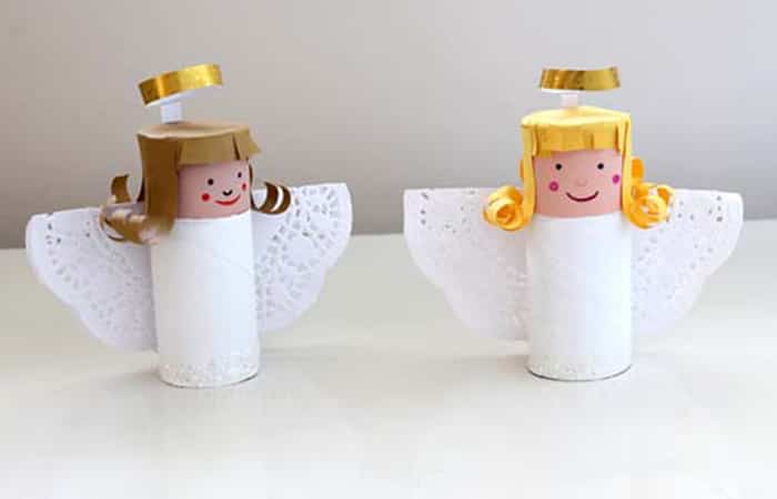 Manualidades de navidad con tubos de papel higiénico ángeles
