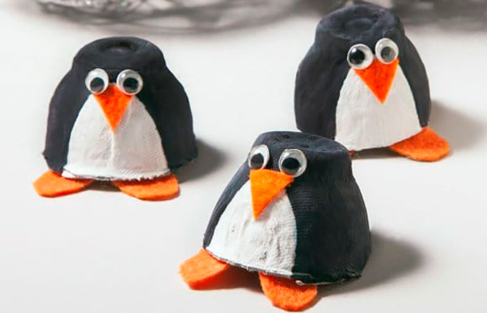 manualidades invernales para niños: pingüinos de cartón