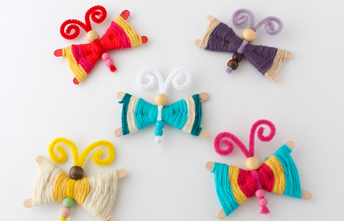 Manualidades con lana para niños: mariposas
