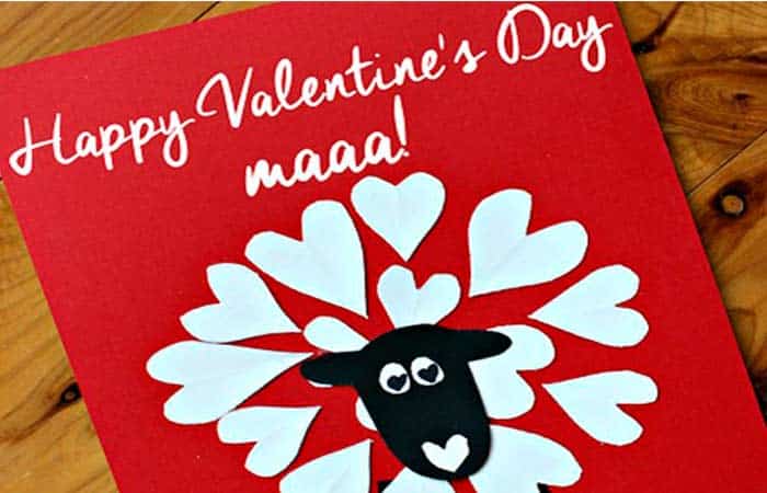 Tarjetas de San Valentín, oveja con corazones