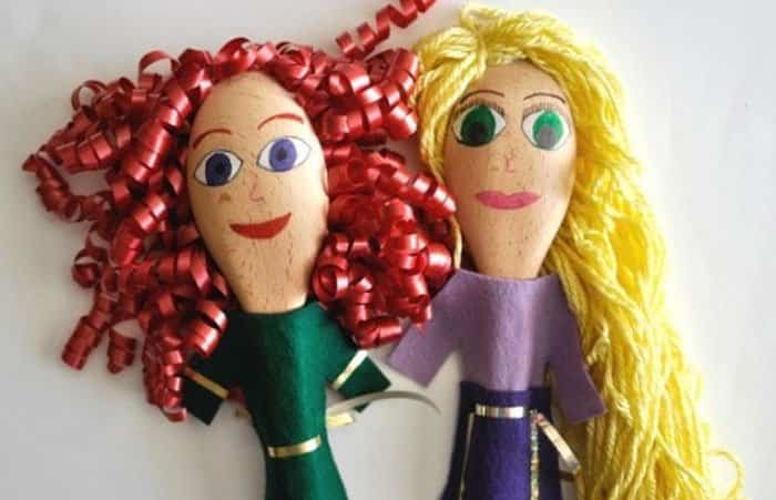 marionetas y títeres caseros, con cucharas, Rapunzel