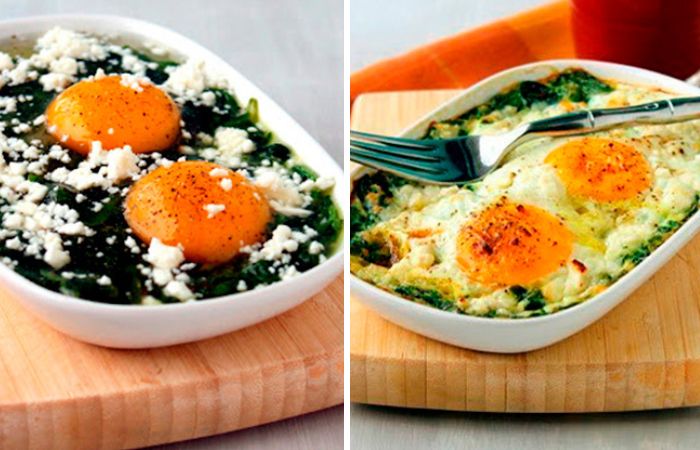 Recetas fáciles con huevos: Huevos al horno con espinacas