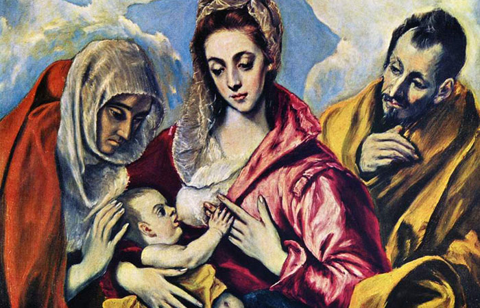 Detalle de La sagrada familia, de El Greco, en el Museo Hospital de Tavera