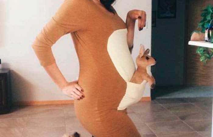 Disfraz para embarazadas para Halloween: mamá canguro