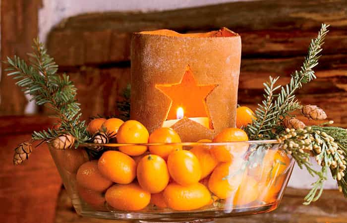 decoración de la mesa de Navidad: cítricos