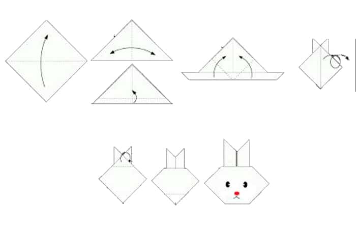 Origami de cara de conejito