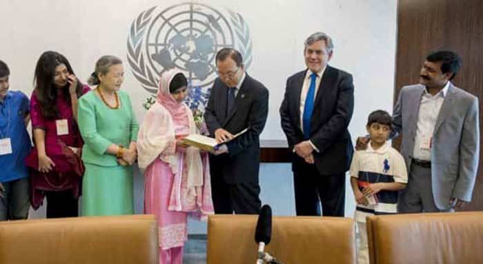 Malala en su discurso en la ONU