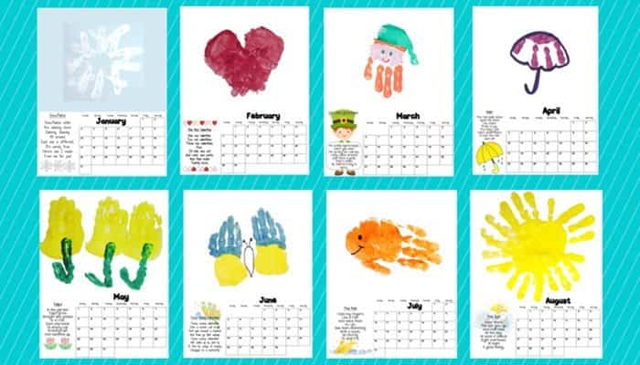 manualidades calendario con manos 