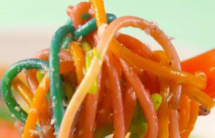 verduras para niños pasta de colores