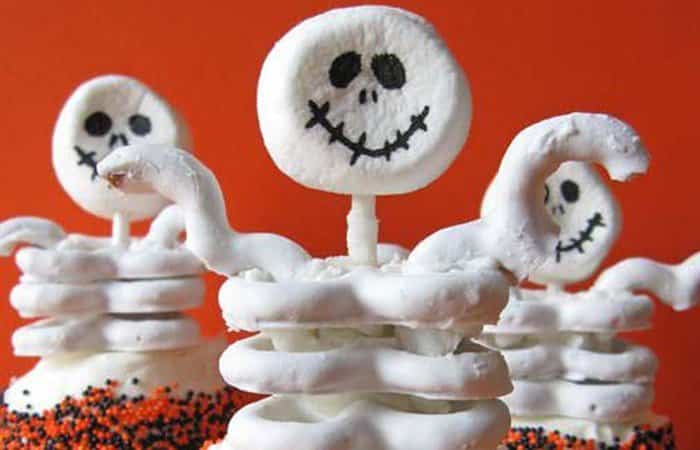 cupcakes de halloween esqueletos