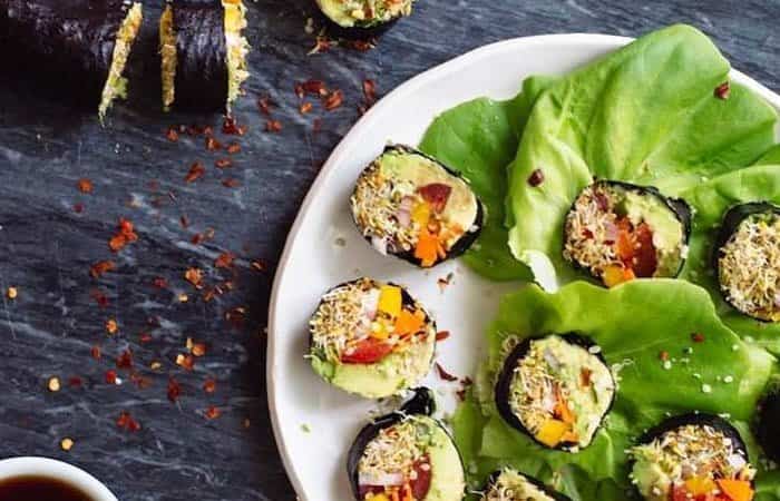 recetas de verduras sanas sushi roll vegano