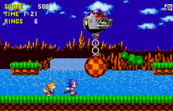sonic,, pantalla del videojuego clásico