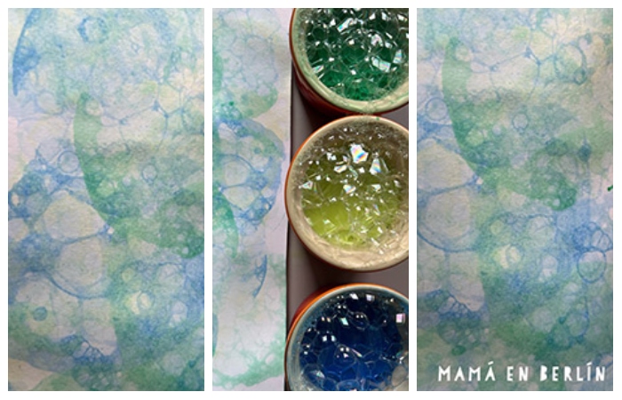 Técnicas de pintura sin pincel: con burbujas de jabón coloreadas