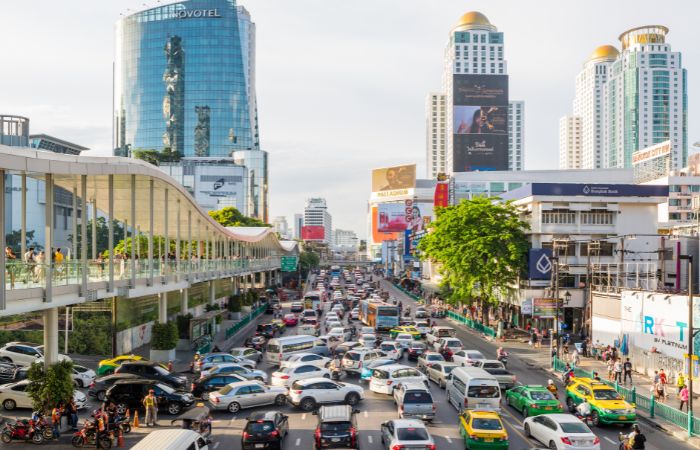 Atasco de tráfico en Bangkok