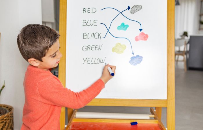 Niños aprendiendo colores en inglés