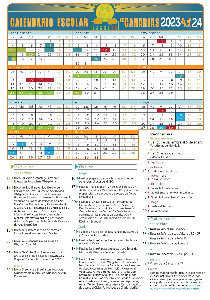 Calendario Escolar Canarias