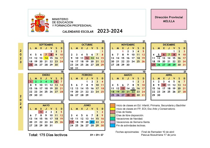 Calendario Escolar Melilla