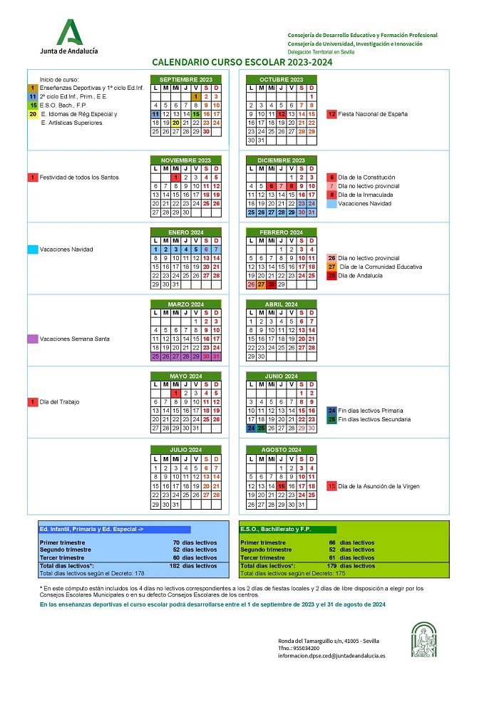 Calendario Escolar Sevilla
