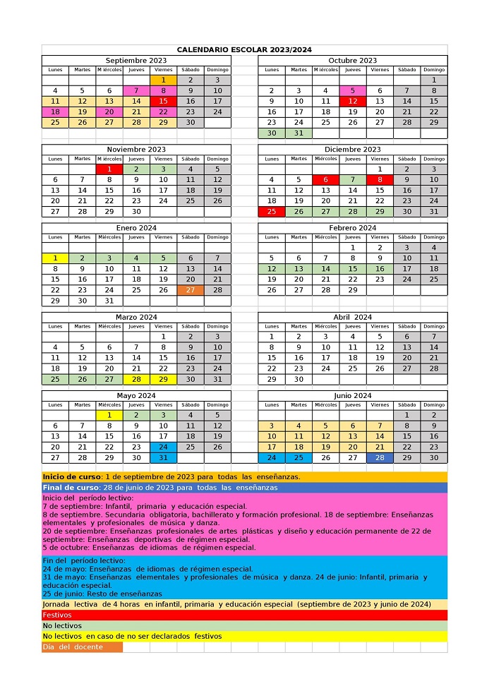 Calendario Escolar Cantabria