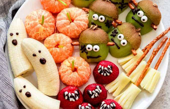 merienda de Halloween fácil y saludable con fruta