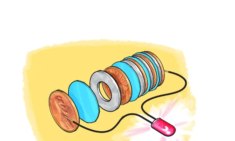 batería con monedas