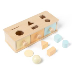 Juguete Montessori dos en uno: con ranura y huecos para figuras geométricas