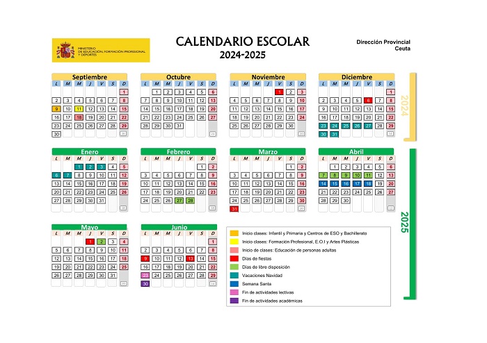 Calendario escolar de la Ciudad Autónoma de Ceuta
